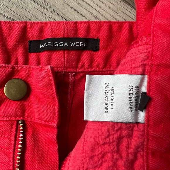 Marissa Webb Red Moto Skinny Jeans Zip Ankle Crop Fitted Denim Biker Pants 27 - Picture 11 of 12